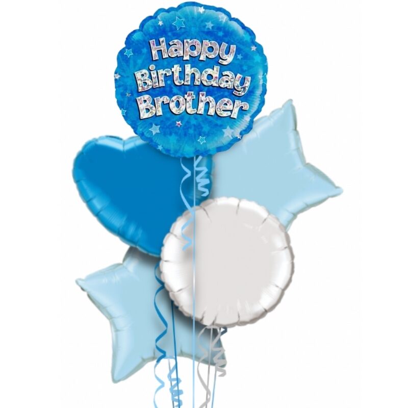 Happy Birthday Brother Blue Foil Balloon Bouquet