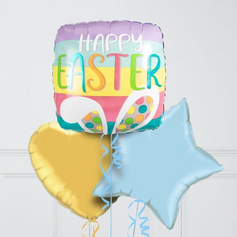 Happy Easter Bunny Ears Inflated Foil Balloon Bunch (4 Balloons)
