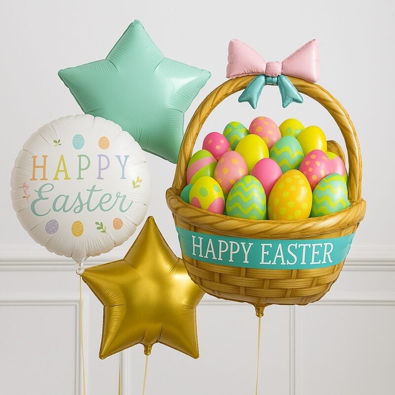 Happy Easter Egg Basket Balloon Package
