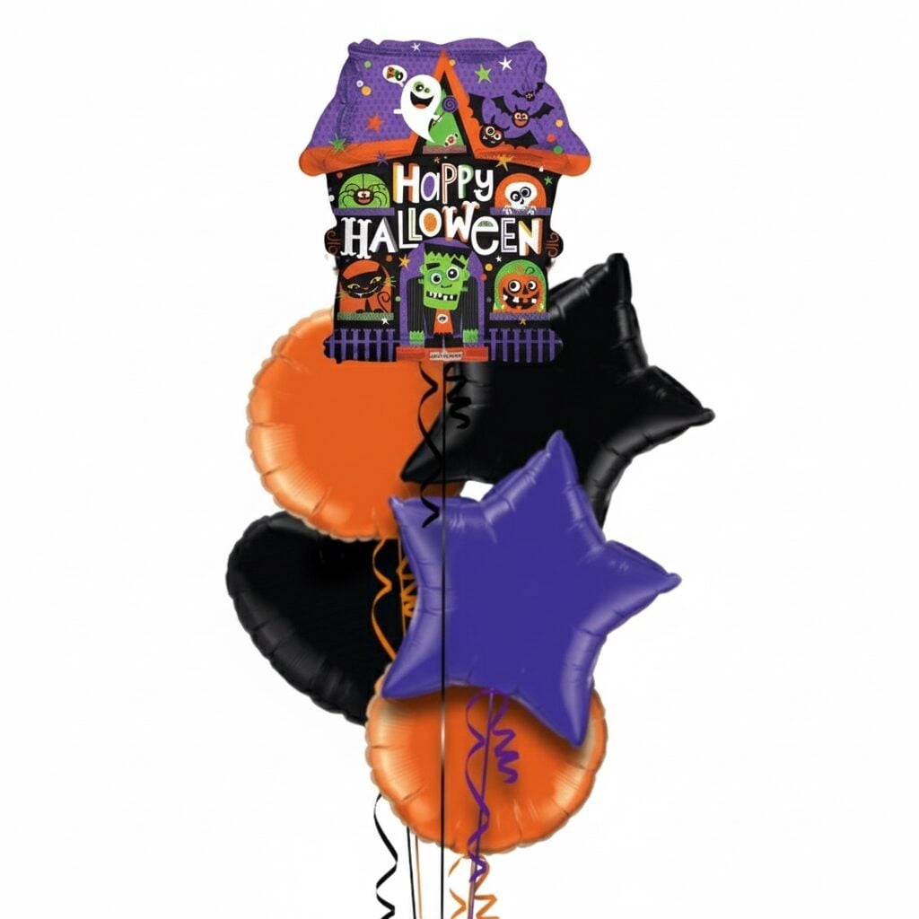 Happy Halloween Haunted House Foil Balloon Bunch