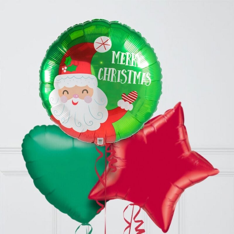 Merry Christmas Santa Stripe Inflated Foil Christmas Balloons (4 Balloons)