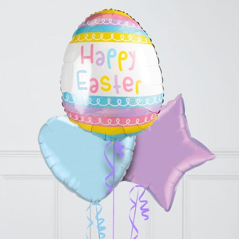 Pastel Easter Egg Inflated Foil Balloon Bunch (4 Balloons)