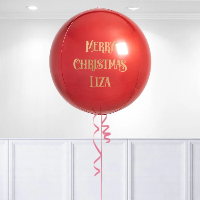 Personalised Christmas Merry & Bright Inflated Party Orb Balloon