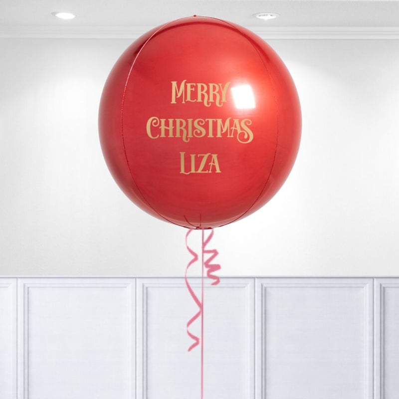 Personalised Christmas Merry & Bright Inflated Party Orb Balloon
