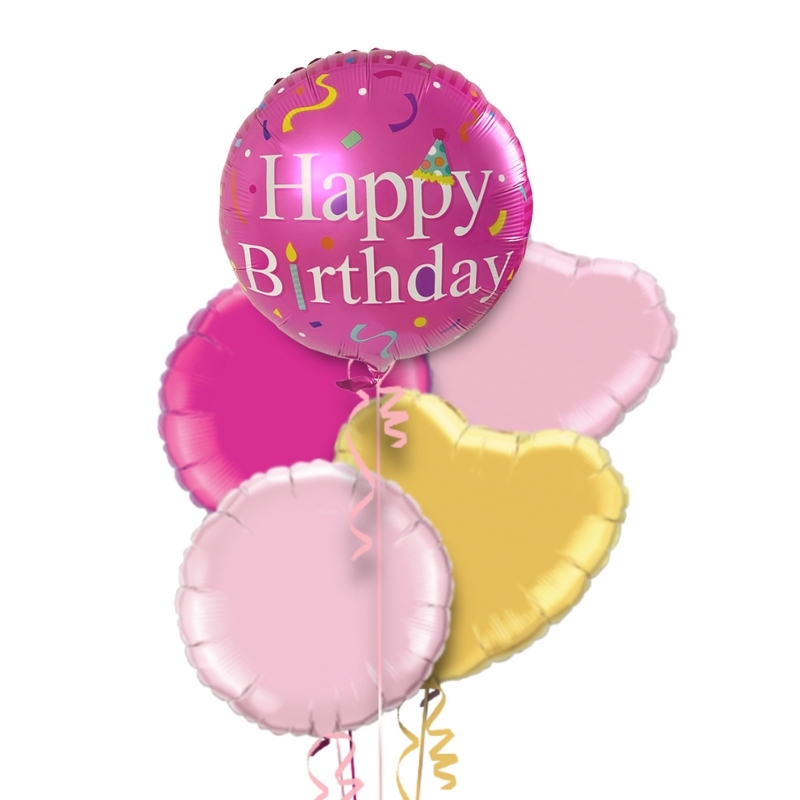 Pink Party Happy Birthday Balloon Bouquet