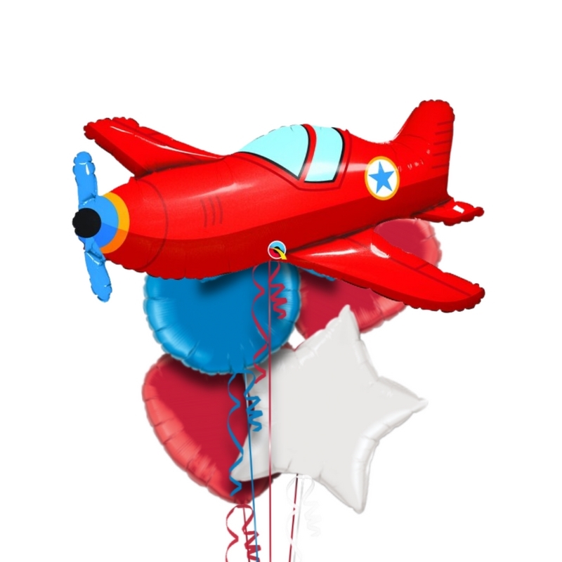 Red Aircraft Fun Foil Balloon Bouquet