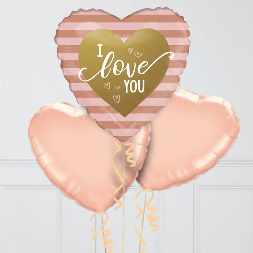 Rose Gold Hearts Valentine's Day Inflated Foil Balloons