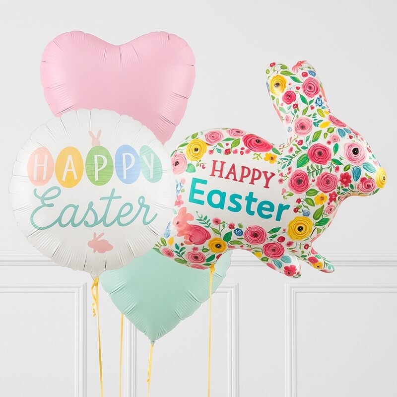 Spring Garden Floral Happy Easter Bunny Balloon Package