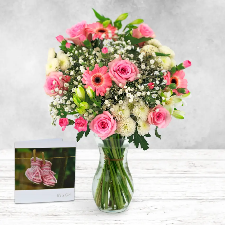 New Baby Girl Hand-Tied & Card