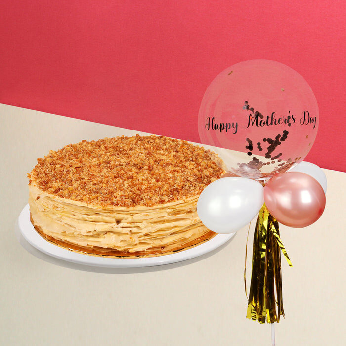 Mother's Day Bundle Almond Salted Caramel Mille Crepe Cake (6 Inch)