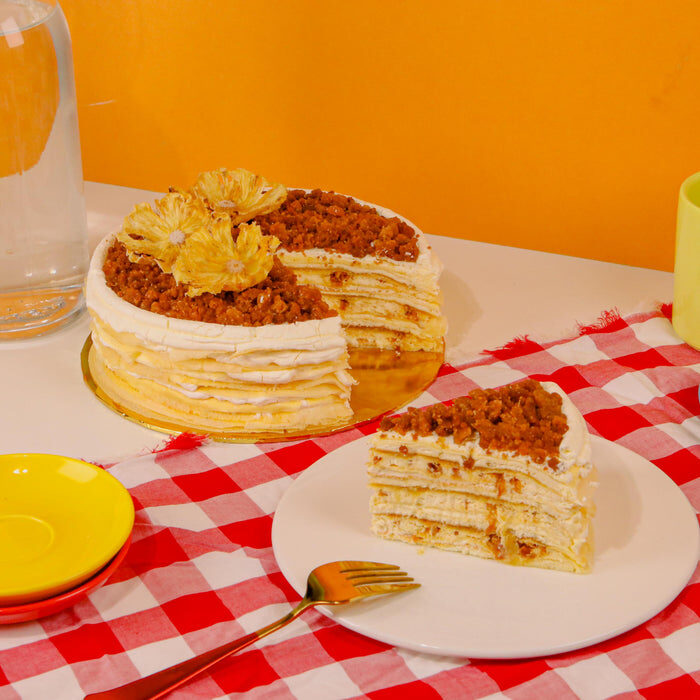 Mother's Day Bundle Summer Pineapple Mille Crepe Cake (6 Inch)