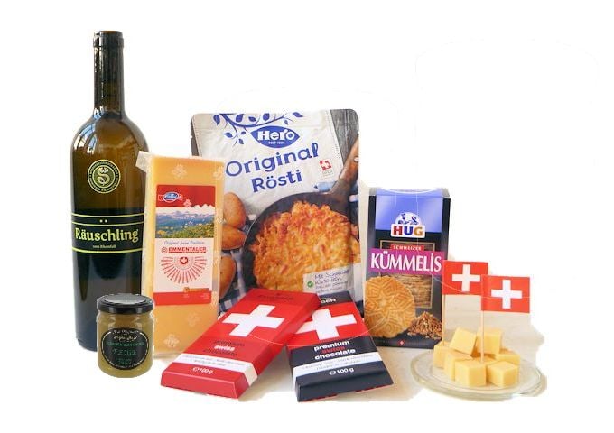 Swiss gift basket with cheese