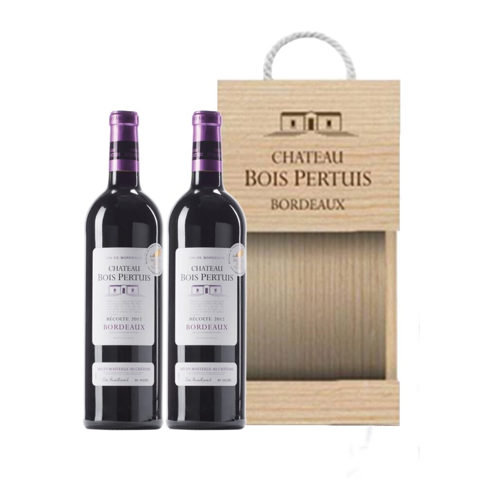 Chateau Bois Pertuis, Bordeaux, France, Red, 2 x 75cl in Wooden Gift Box