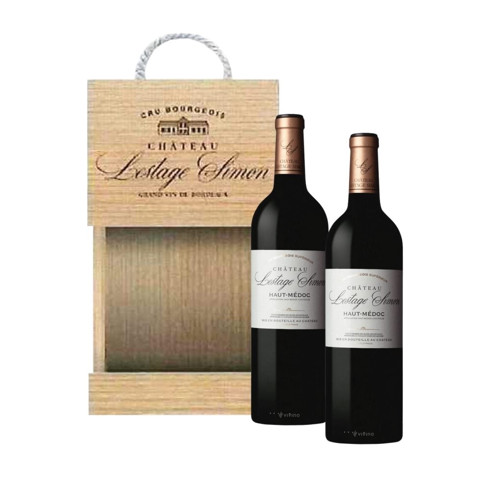 Chateau Lestage Simon, Haut-Medoc Cru Bourgeiois, Bordeaux, France, Red, 2x75cl in Wooden Gift Box