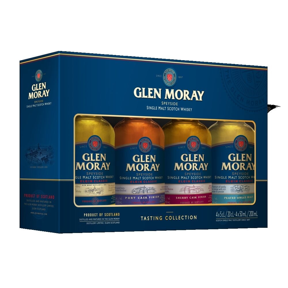 Glen Moray, Classic Range Tasting Collection of Scotch Single Malt Whiskies, Giftbox Includes 4x5cl