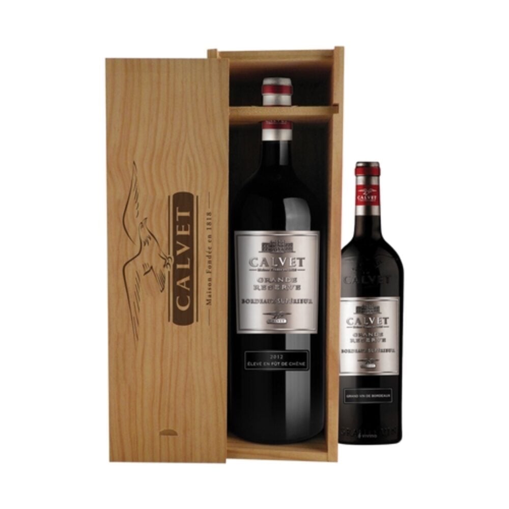 Calvet, Grande Reserve, Bordeaux, France, Red, 150cl in Wooden Gift Box