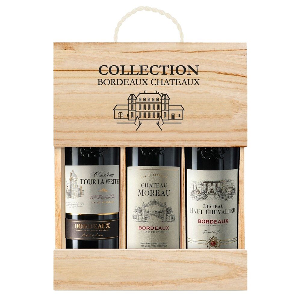 Collection Bordeaux 3 x 75cl in Wooden Gift Box