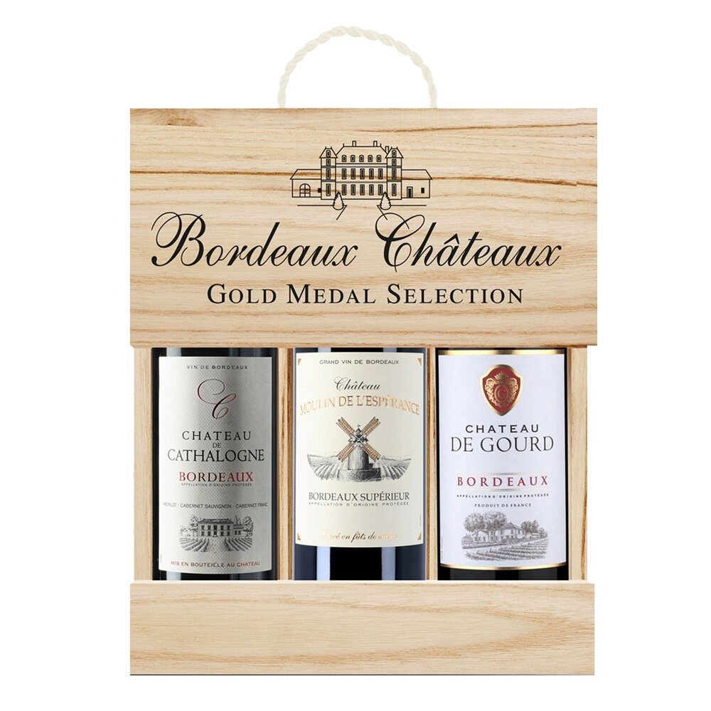 Gold Medal Selection Bordeaux 3 x 75cl in Wooden Gift Box