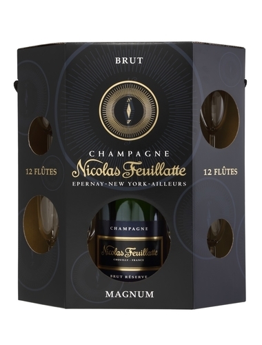 NICOLAS FEUILLATTE 'RESERVE EXCLUSIVE BRUT' 150CL, WITH 12 FLUTE GLASSES