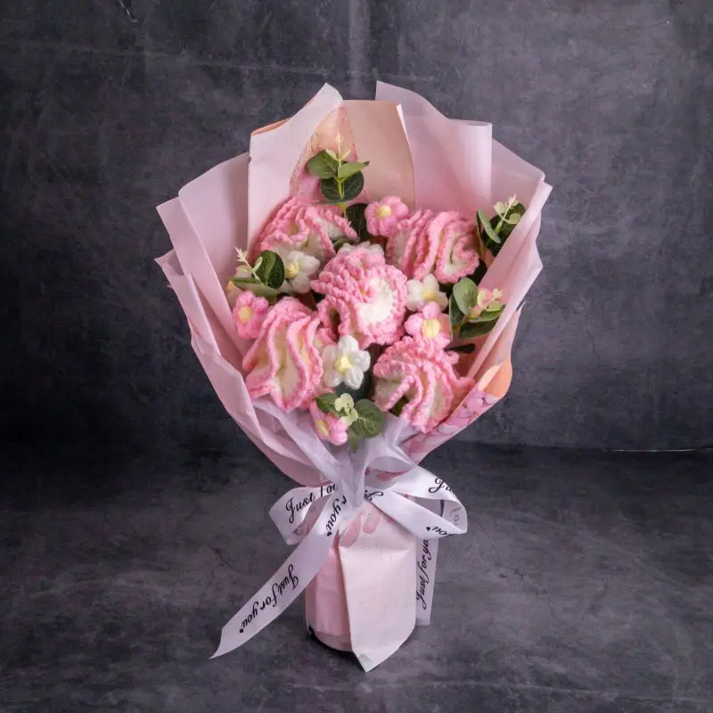Bliss Carnation Crochet Flower Bouquet