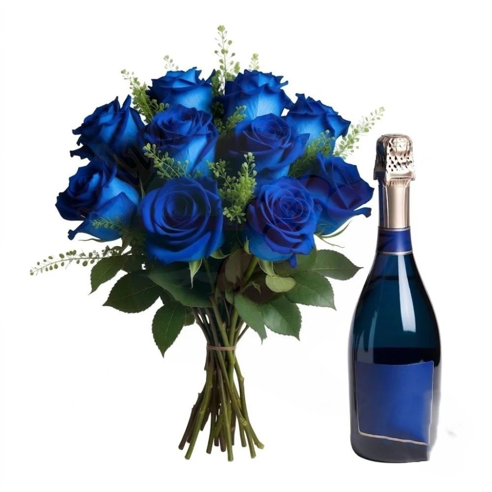 Blue bouquet with sparkling wine (Refined)