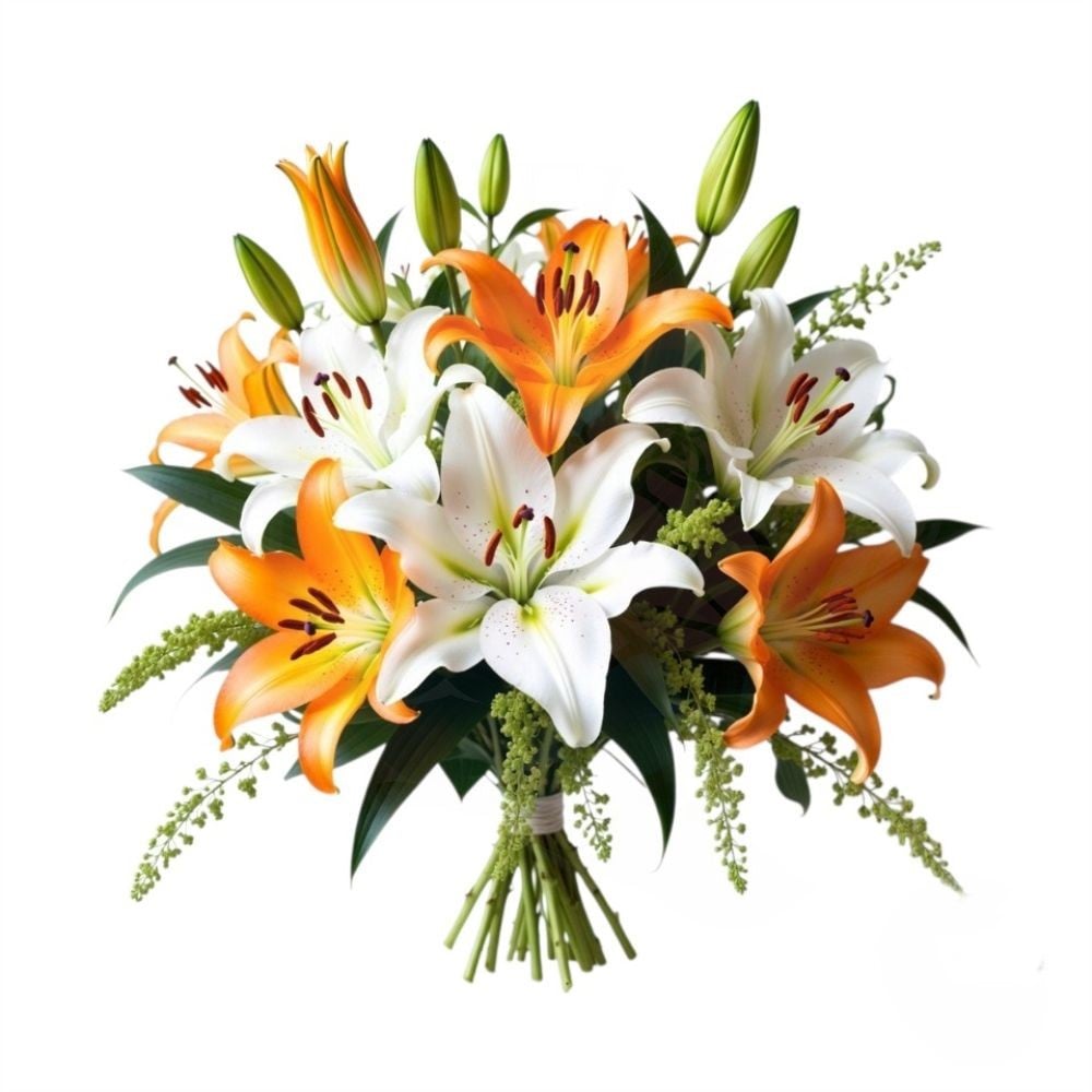 Bouquet of White and Orange Lilies (Refined)