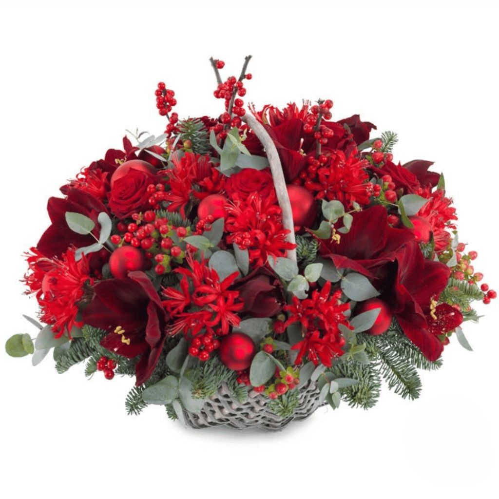 Christmas arrangement of red flowers (Deluxe)