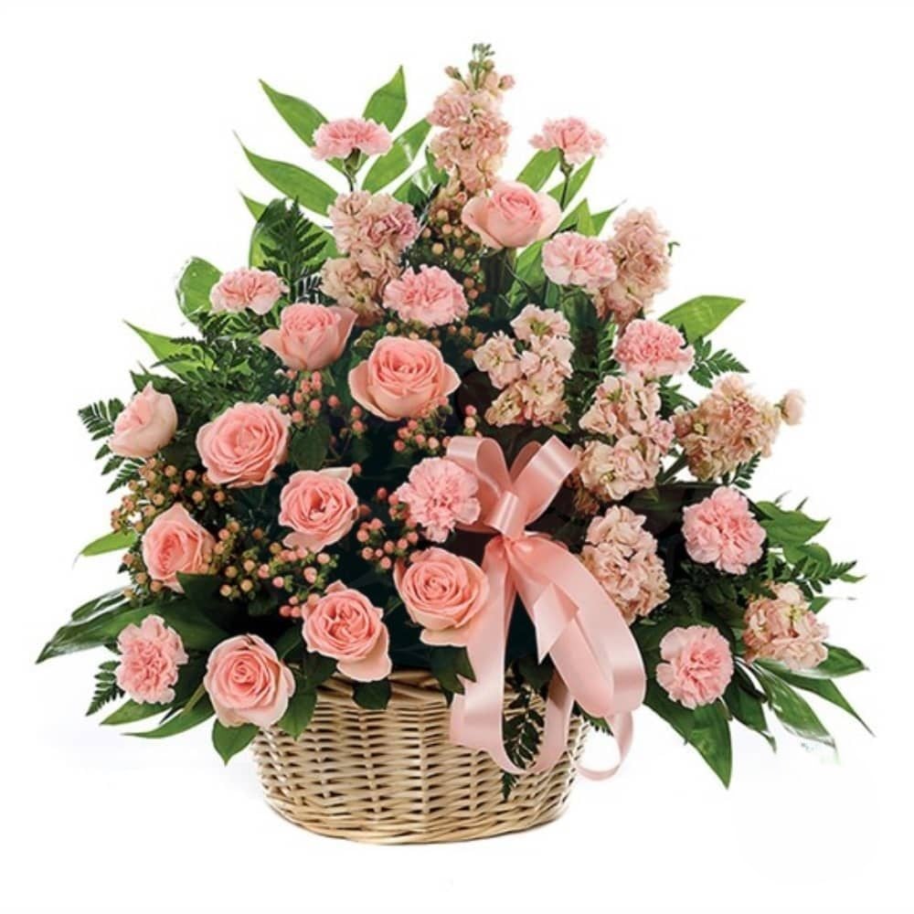 Pink Sympathy Basket Arrangement (Refined)