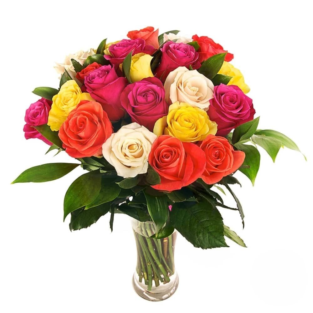 Bouquet of 24 mixed color roses (Refined)