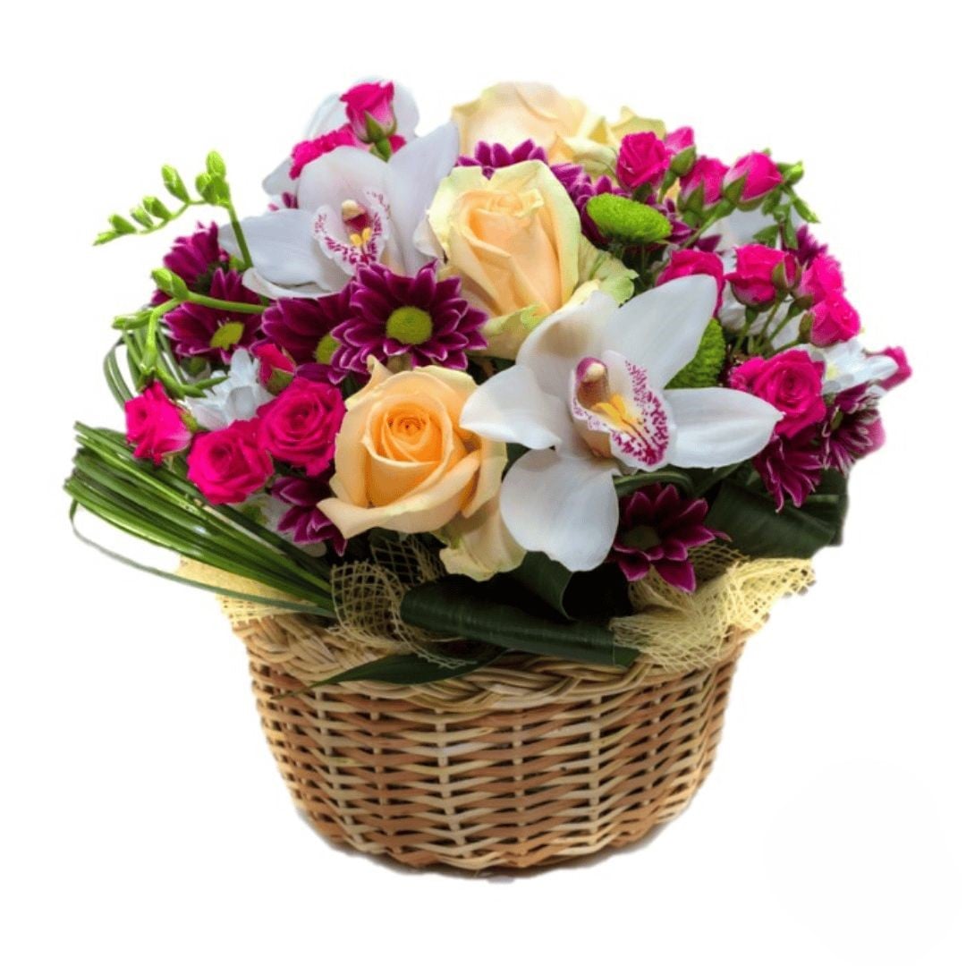 Basket with colored flowers (Refined)