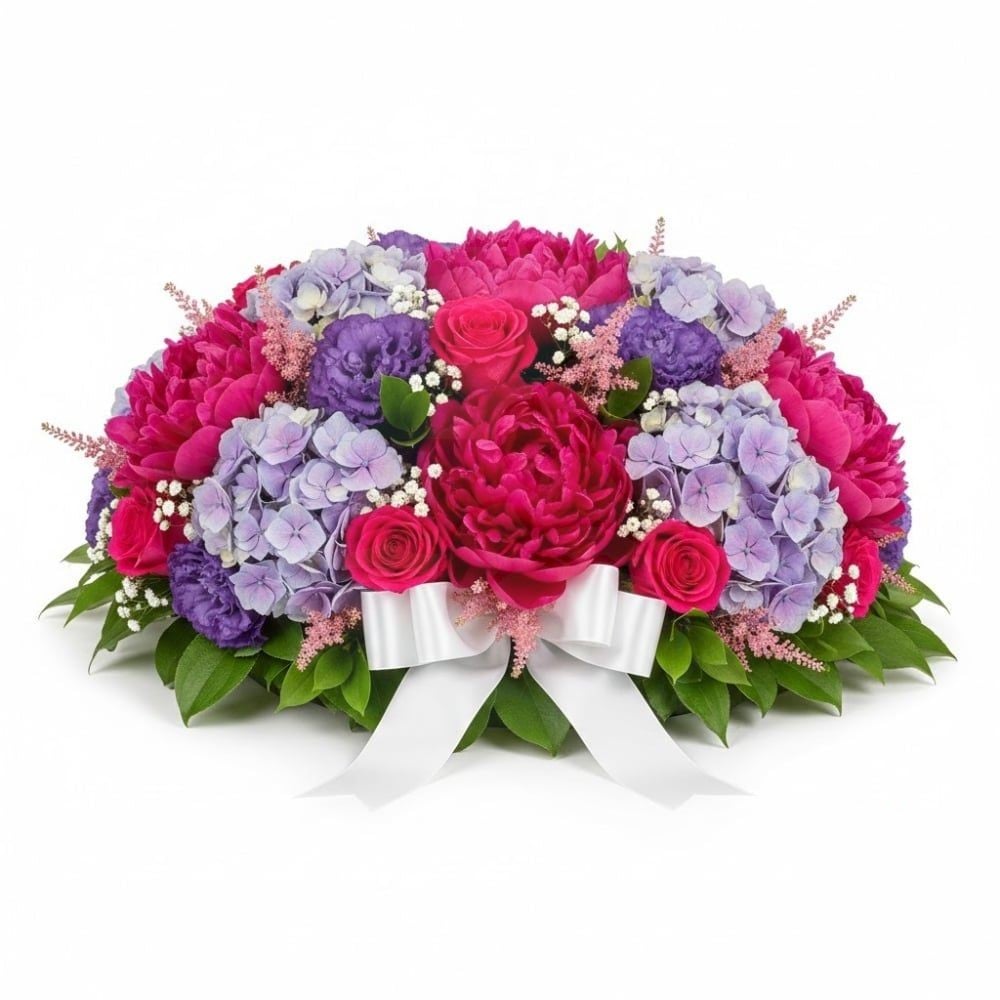 Purple and pink Funeral arrangement (Refined)
