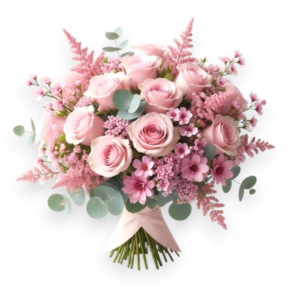 Bouquet of mixed pink flowers (Refined)