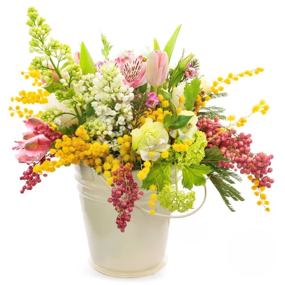 Spring flowers arrangement with mimosa (Refined)