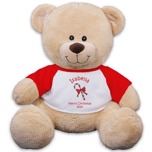Personalized Candy Cane Teddy Bear - 11"