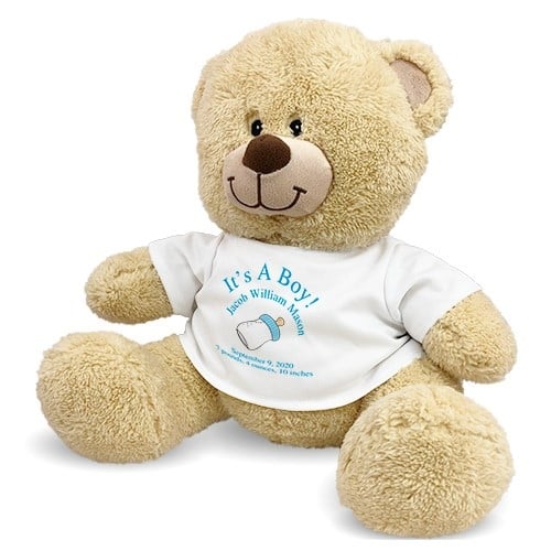 Personalized New Baby Boy Teddy Bear (11" Teddy Bear)