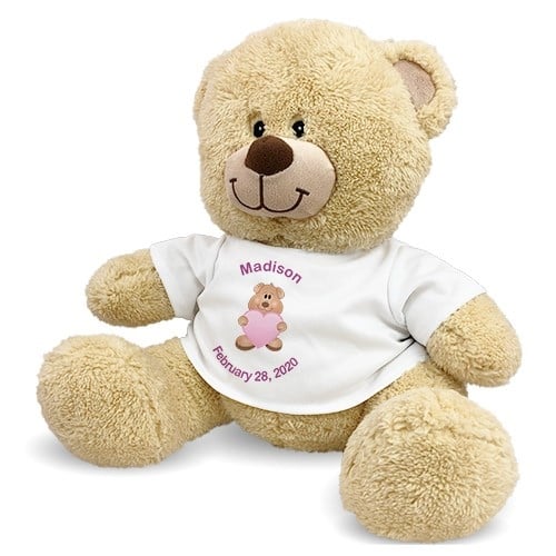 Personalized New Baby Girl Teddy Bear (11" Teddy Bear)
