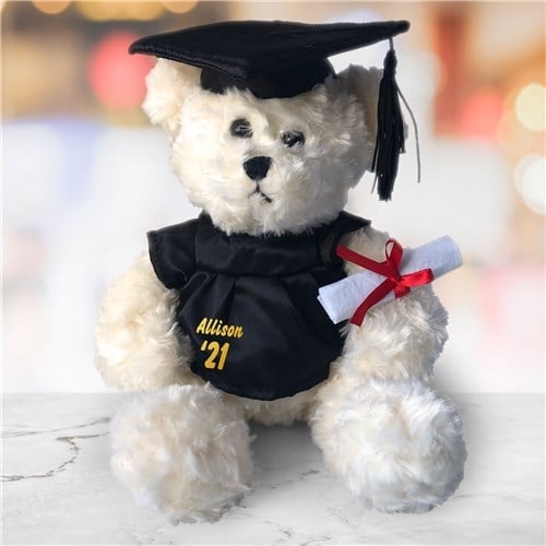 Graduation Cap and Gown Cream Plush Bear - 8.5"