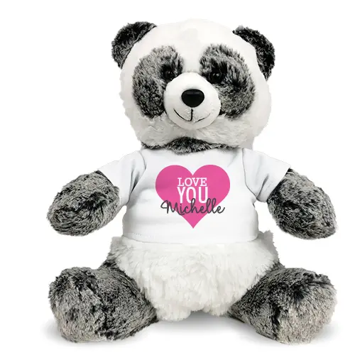 Personalized Love You Heart Panda 12"