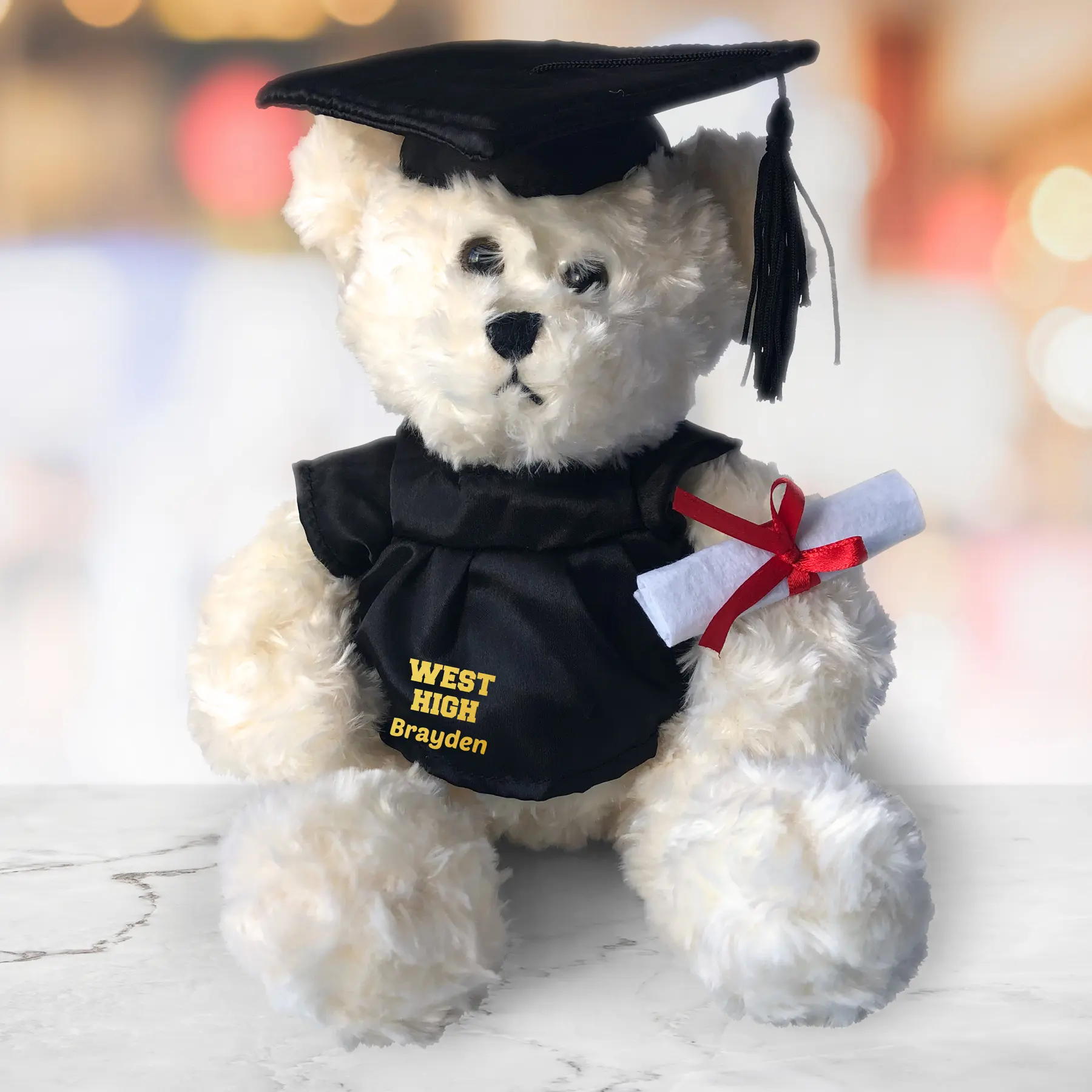 Personalized Any Message Graduation Cream Plush Bear - 8.5"