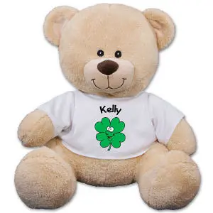 Personalized Smiling Shamrock Teddy Bear - 21"
