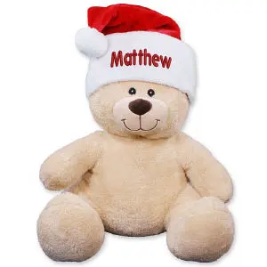 Embroidered Santa Hat Teddy Bear - 17"