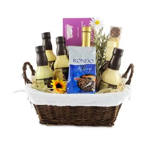 scharfes Gelb - Likör Geschenkkorb