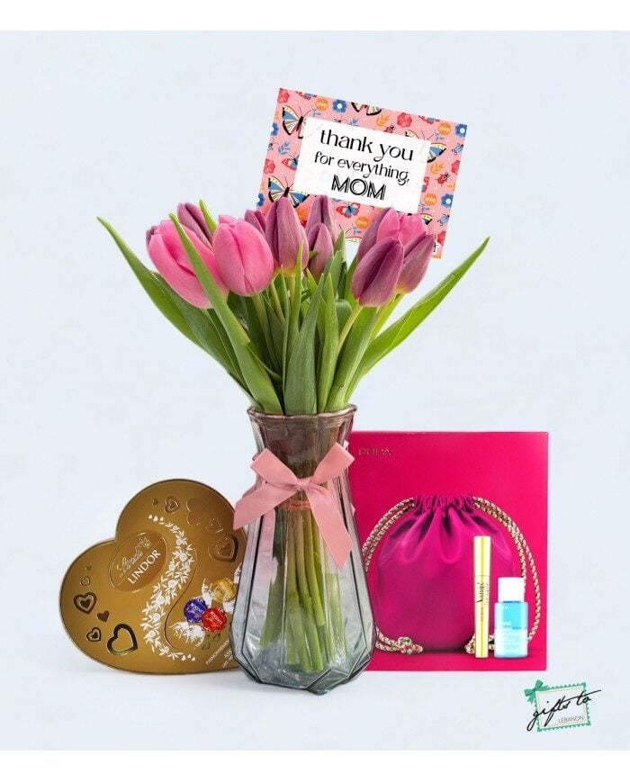 Pamper & Bloom Mother's Day PUPA Milano and Tulips Ensemble