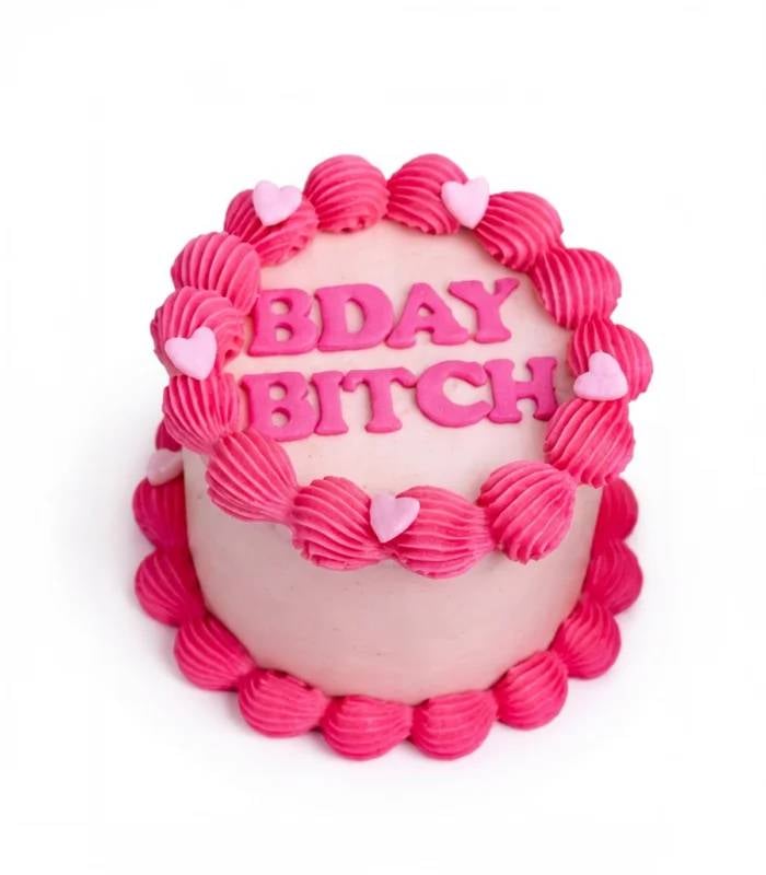 Birthday B Pink Buttercream Cake