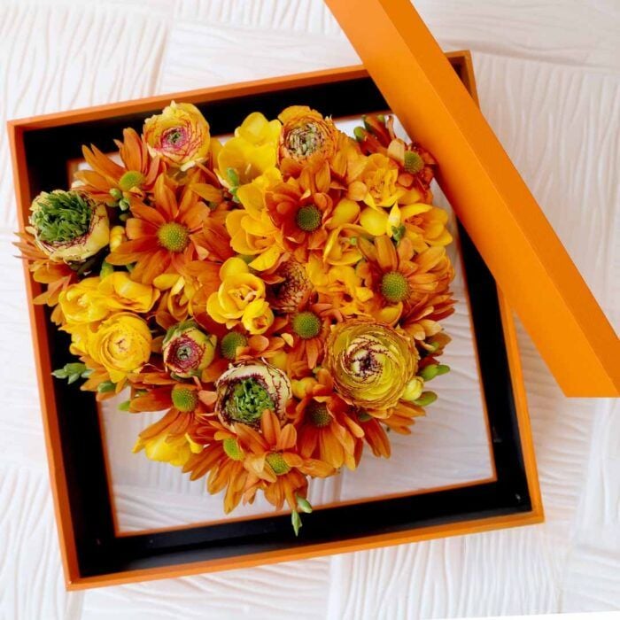 Orange Petals Flower Gift Box