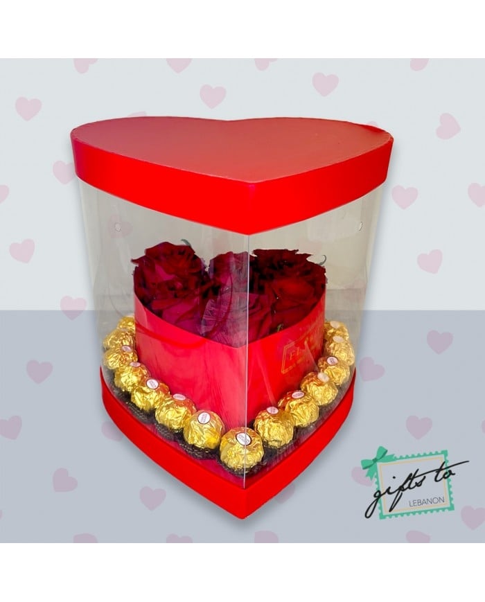 Ferrero Rocher and Roses Heart Shaped Gift Box