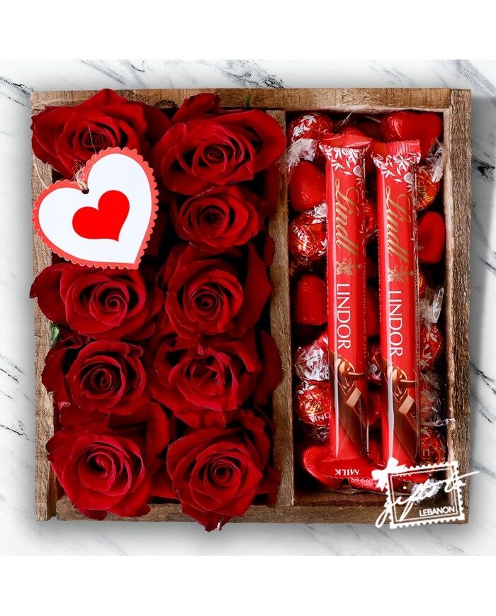 Red Roses and Lindor Gift Box