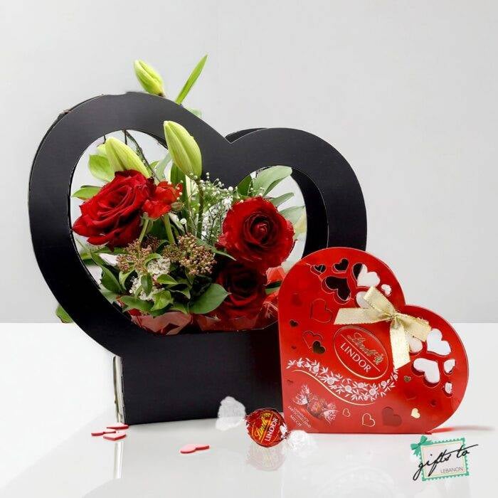Passion Petals and Lindt Chocolate Heart Bundle