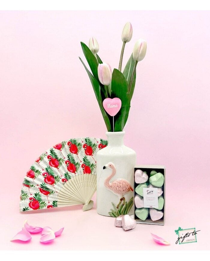 Charming Flamingo Tulips Gift Bundle