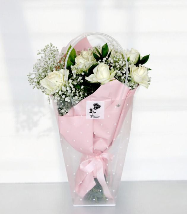 White Pearl Dreams Bouquet (8 roses)